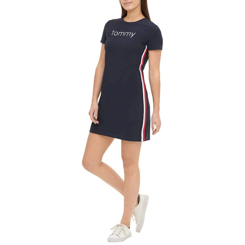 Tommy Hilfiger Navy Mini Dress with Red and White Stripes